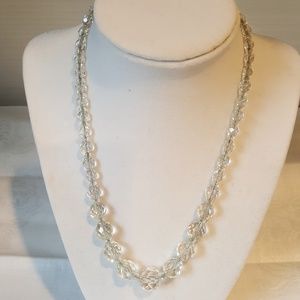 Vintage Cut glass necklace on 16" chain